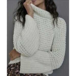 Anthropologie Maeve •XS• Dionne Bell-Sleeved Waffle Sweater Mint $118